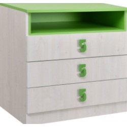 Dětská komoda Numero 3F - dub bílý/zelená
