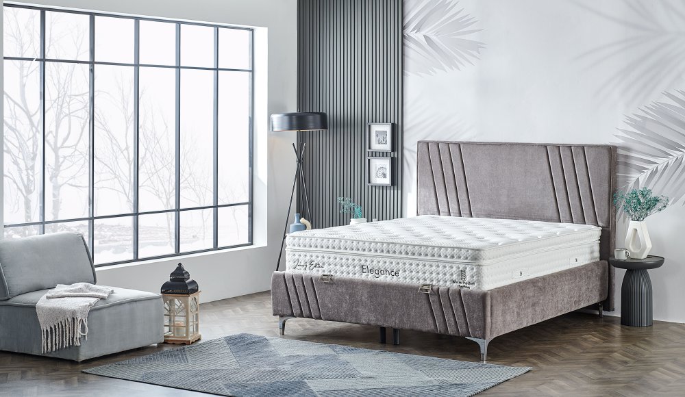 Čalouněná postel ELEGANCE NEW - světle šedá 90 × 200 cm