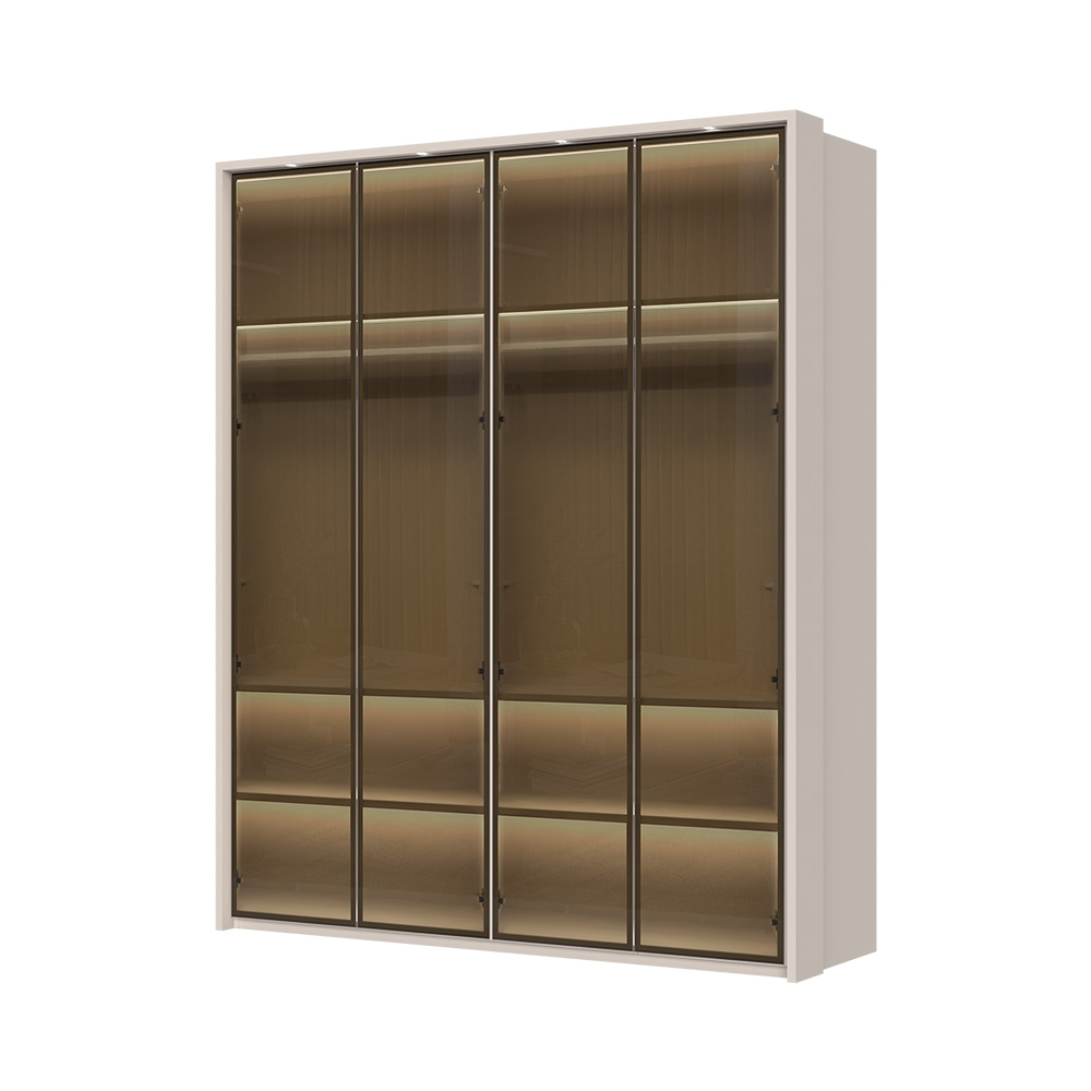 Sestava skříní s rámem a osvětlením OPERA - P4B-4AL/OP - Cashmere lak mat