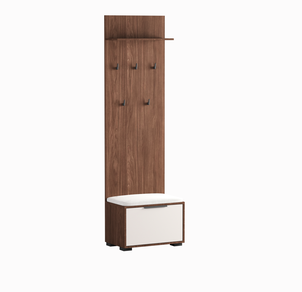 Levně Předsíňový panel s botníkem SMART - ořech/kašmír