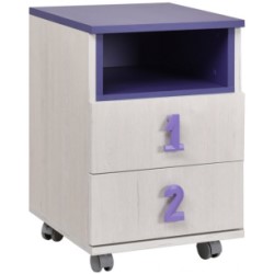 Dětská komoda Numero 2F - dub bílý/fialová