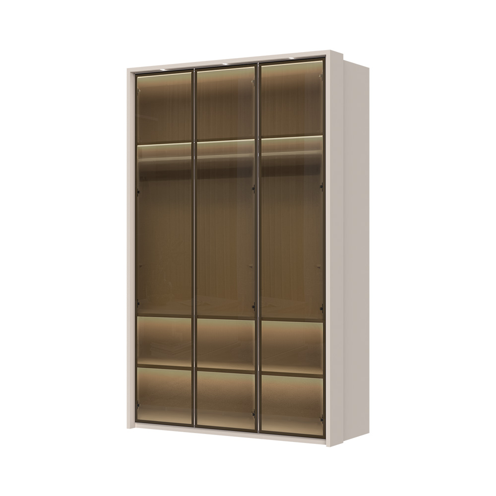 Sestava skříní s rámem a osvětlením OPERA - P3B-3AL/OP - Cashmere lak mat