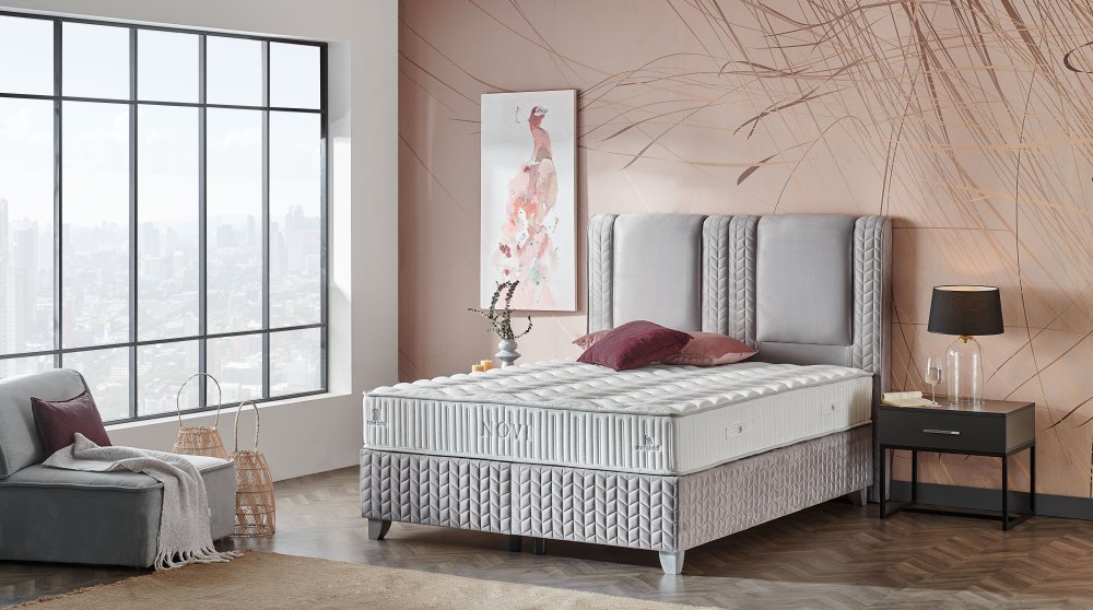 Čalouněná postel NOVI - světle šedá 90 × 200 cm
