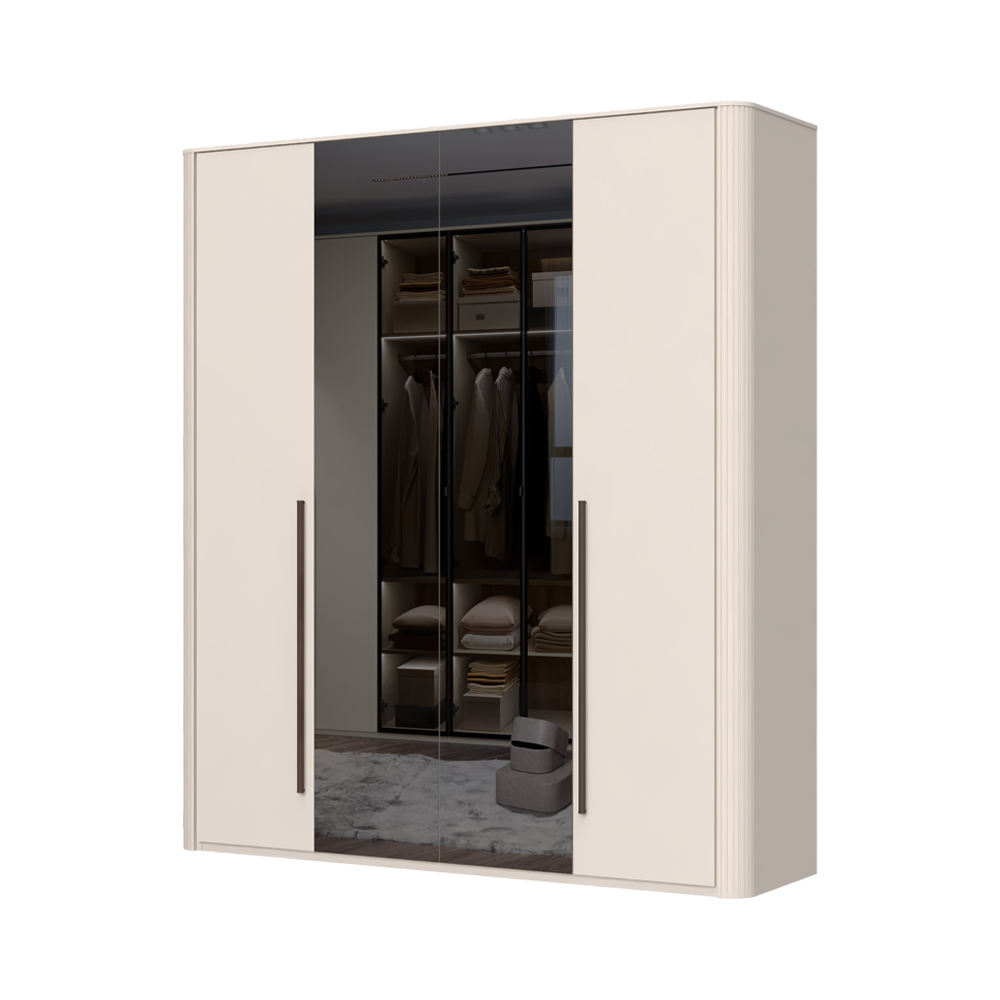 Levně Skříň se zrcadly a osvětlením RONDO - P4R-2OG/RO - Cashmere lak mat