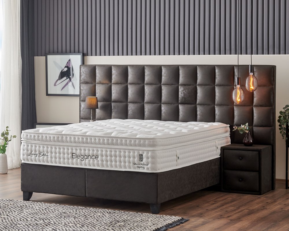 Čalouněná postel ELEGANCE s matrací - šedá 120 × 200 cm